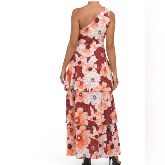 Rachel Roy Vixon Floral Rita one shoulder Ruffle Tiered maxi dress size 6 NWT - Picture 2 of 5